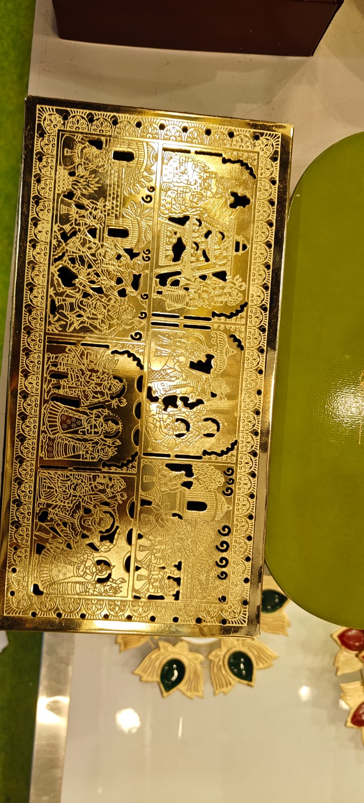 Gold Cutwork Heritage Tray — premium corporate gift by The Farm Aura
