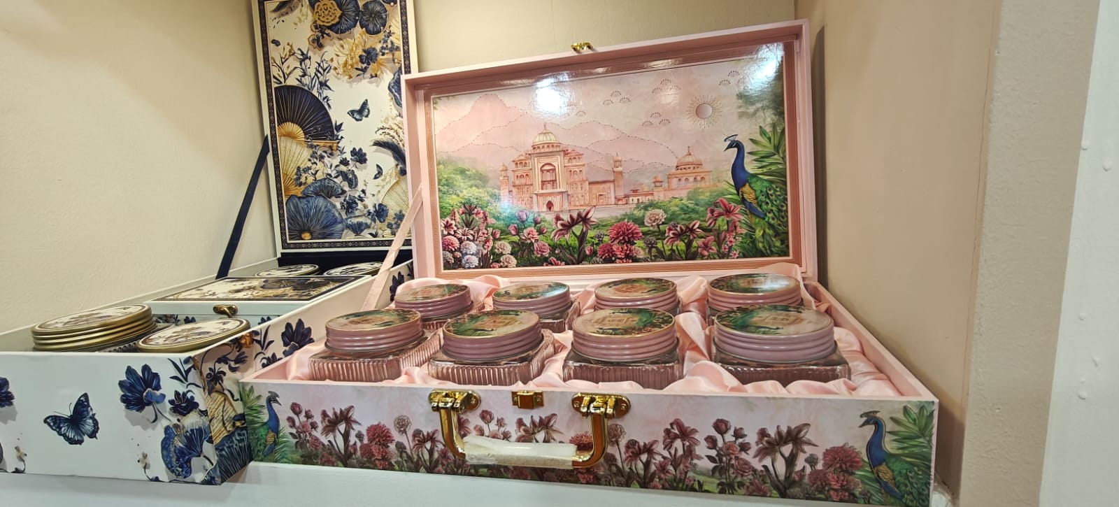 Peacock Garden Trunk — 8 Jars — premium festival gift by The Farm Aura