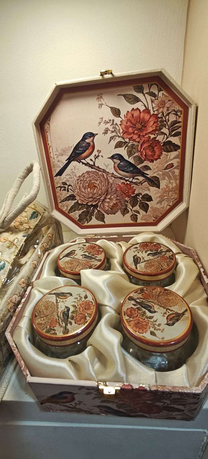 Vintage Aviary Keepsake Box — 4 Jars — premium festival gift by The Farm Aura
