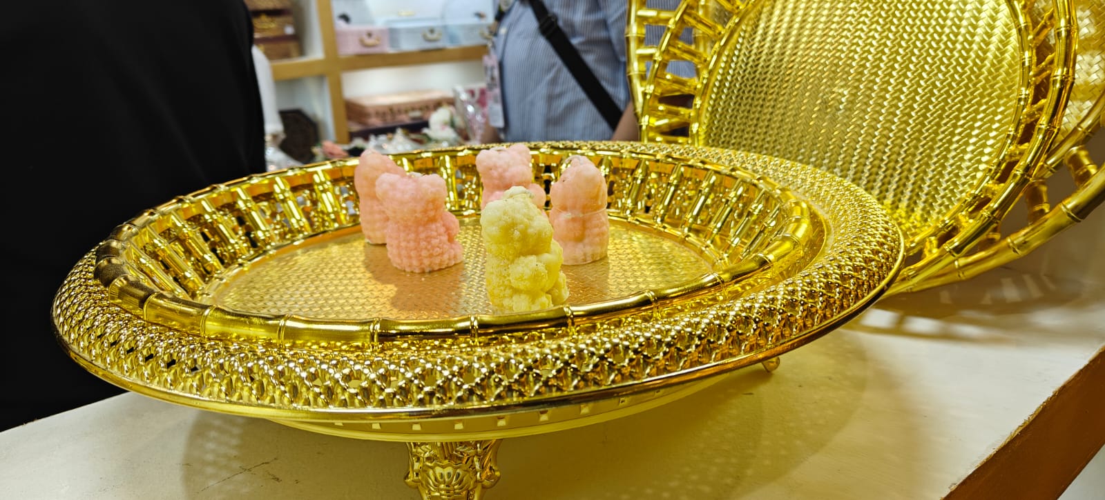 Golden Bamboo Serving Pedestal — premium festival gift by The Farm Aura